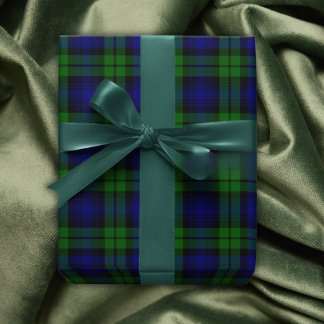 Classic Green & Navy Blackwatch Tartan Plaid Wrapping Paper Sheet