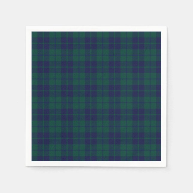 Classic Green Navy Tartan Plaid Pattern  Napkin (Front)