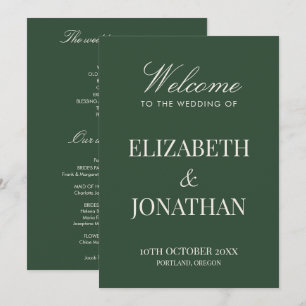 Classic Green Old Money Elegant Modern Wedding Program