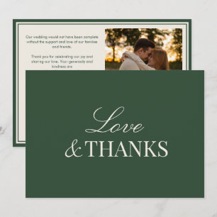 Classic Green Old Money Elegant Photo Wedding Thank You Card