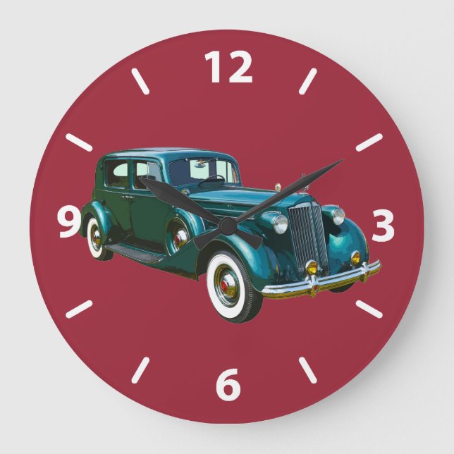 Classic Green Packard Luxury Car Large Clock (Front)