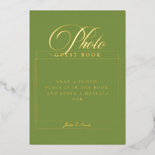 Classic Green Photo Guest Book Wedding Sign