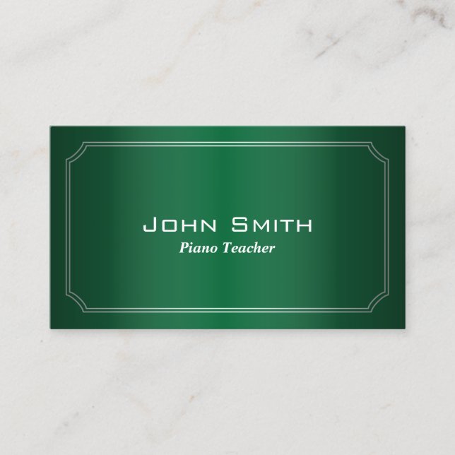 Classic Green Piano Teacher Business Card (Front)
