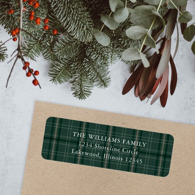 Classic Green Plaid Christmas Return Address Label (Creator Uploaded)