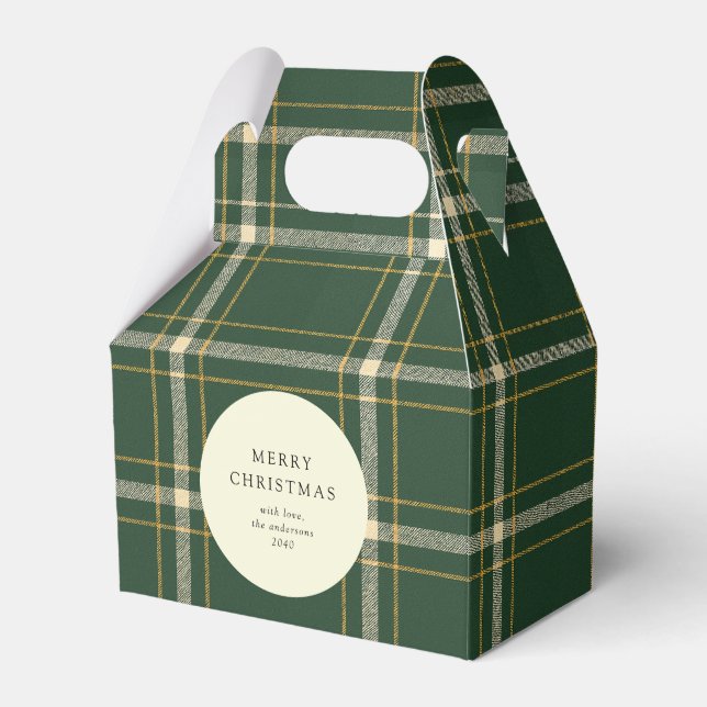 Classic Green Plaid Holiday Cookie Favour Box (Front Side)