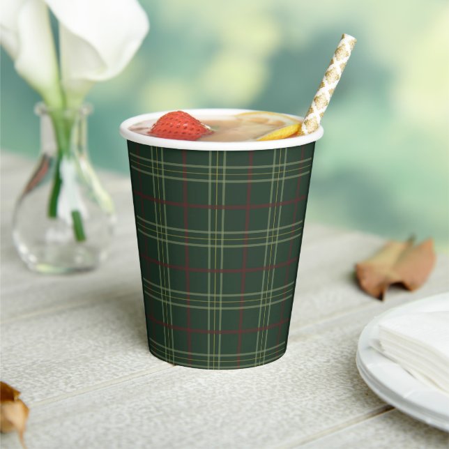 Classic Green Plaid  Paper Cups (Insitu)