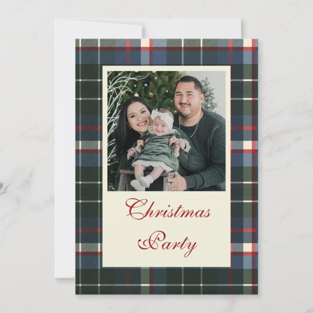 Classic Green Plaid pattern Christmas party Invite (Front)