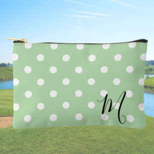 Classic Green Polka Dots Pattern Makeup or Accessory Pouch