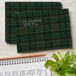 Classic Green Tartan Plaid Christmas Envelope