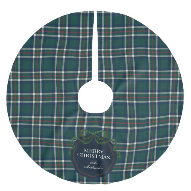 Classic Green Tartan Plaid Custom Tree Skirt (Front)