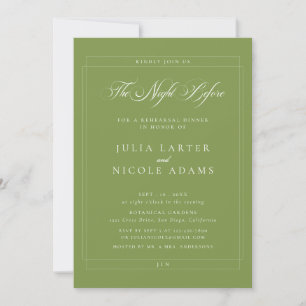 Classic Green The Night Before Rehearsal Dinner Invitation