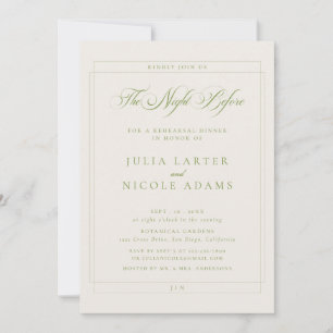 Classic Green The Night Before Rehearsal Dinner Invitation
