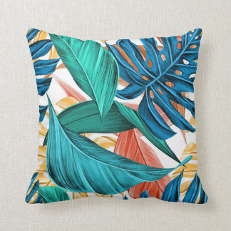 Classic Green Tropical Monstera Jungle Palm Leaf Cushion