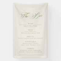 Classic Green Wedding Bar Menu Reception Décor
