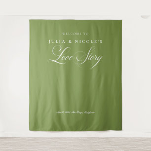 Classic Green Wedding Welcome Backdrops Banner Tapestry