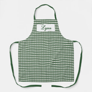 Classic Green & White Gingham   Personalized Name Apron