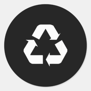 Classic green-white recycle sign design standard  round sticker