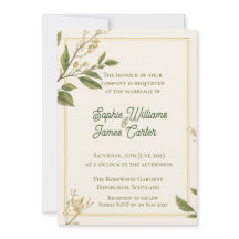Classic Greenery Botanical Ivory Wedding Invitatio