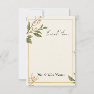 Classic Greenery Botanical Wedding Thank You Card