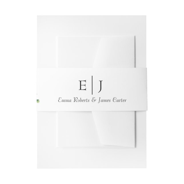 Classic Greenery Monogram Invitation Belly Band (Front Example)