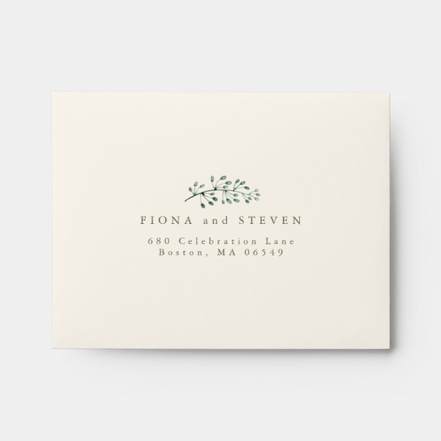 Classic Greenery RSVP Address Eggshell Envelope (Front)