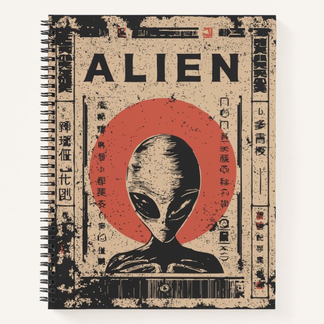 Classic Grey Alien Extraterrestrial Design Notebook (Front)