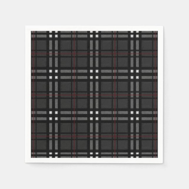 Classic grey and black plaid pattern napkin (Front)