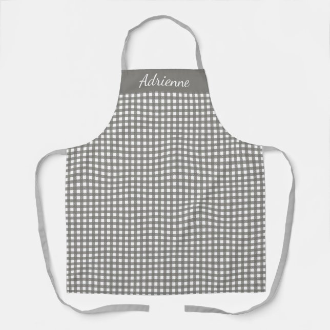 Classic Grey and White Personalised Apron (Front)