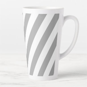 Classic grey and white vintage stripes latte mug