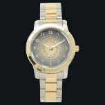 Classic Grey, Black Gold & Silver Two-Tone Custom Watch<br><div class="desc">Elevate his style with these sophisticated two-tone men's wristwatch, featuring a classic silver and gold band that exudes timeless elegance. The sleek dark grey dial is accented with striking gold numbers and details, including 'Jonathan' branding (customizable). Perfect for any occasion, from business meetings to formal events, this durable timepiece is...</div>