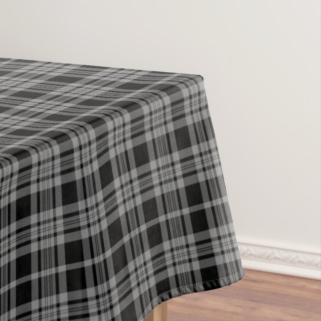 Classic Grey Black Plaid  Tablecloth (In Situ)