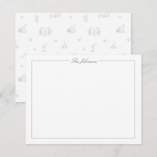 Classic Grey Border Personalised Stationery Card