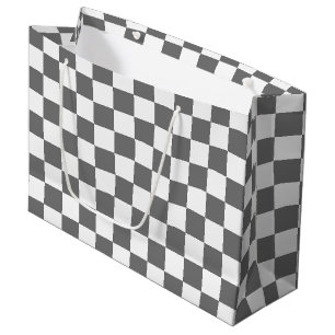 Classic grey chequerboard large gift bag