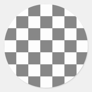 Classic grey chequerboard round sticker
