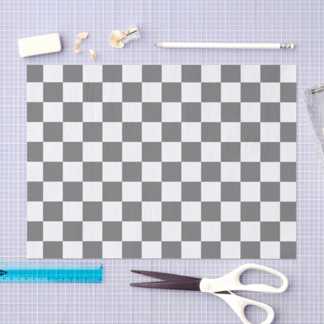 Classic Grey chequerboard  Tissue Paper (Craft)
