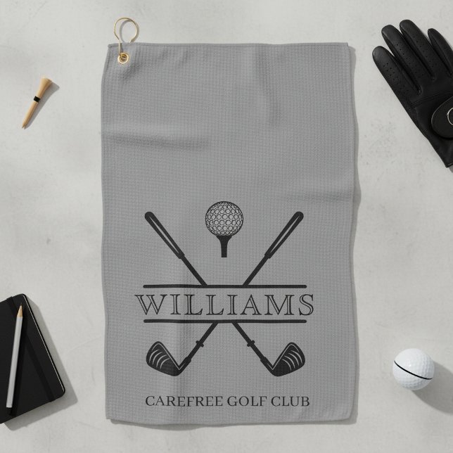 Classic Grey Golf Club Player Name Towel (Creator Uploaded)
