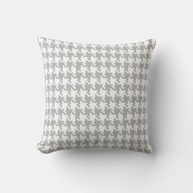 Classic Grey Houndstooth Pattern Cushion (Front)