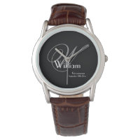 Classic Grey Monogram, White on Black Groomsman