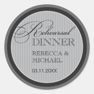 Classic Grey Pinstripe Rehearsal Dinner Sticker