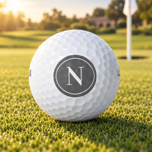 Classic Grey Round Monogram Initial Golf Balls
