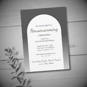 Classic Grey Simple Housewarming Party New Home Invitation