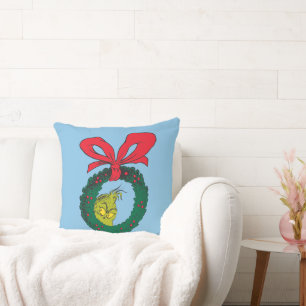 Classic Grinch Christmas Wreath Cushion