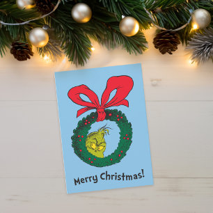 Classic Grinch   Christmas Wreath Holiday Card