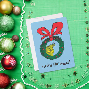 Classic Grinch   Christmas Wreath Holiday Card