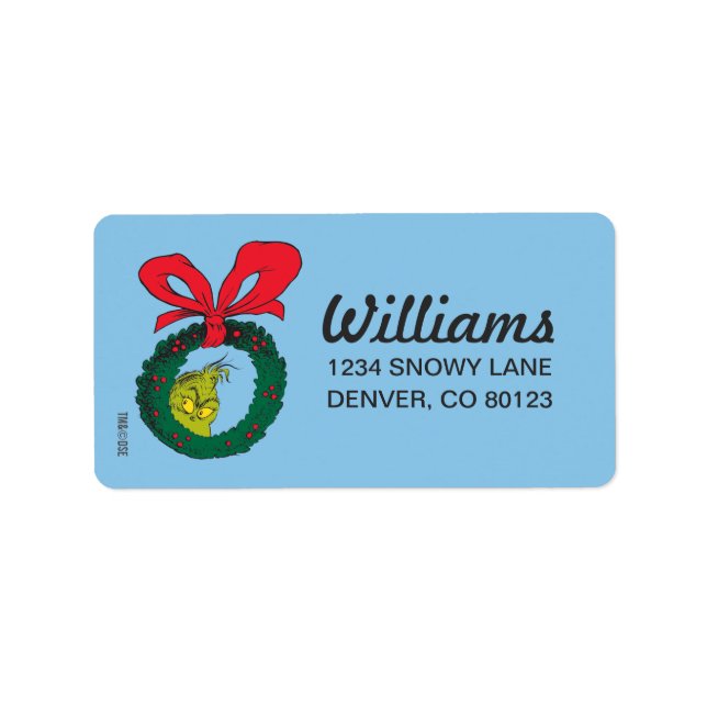 Classic Grinch | Christmas Wreath Label (Front)