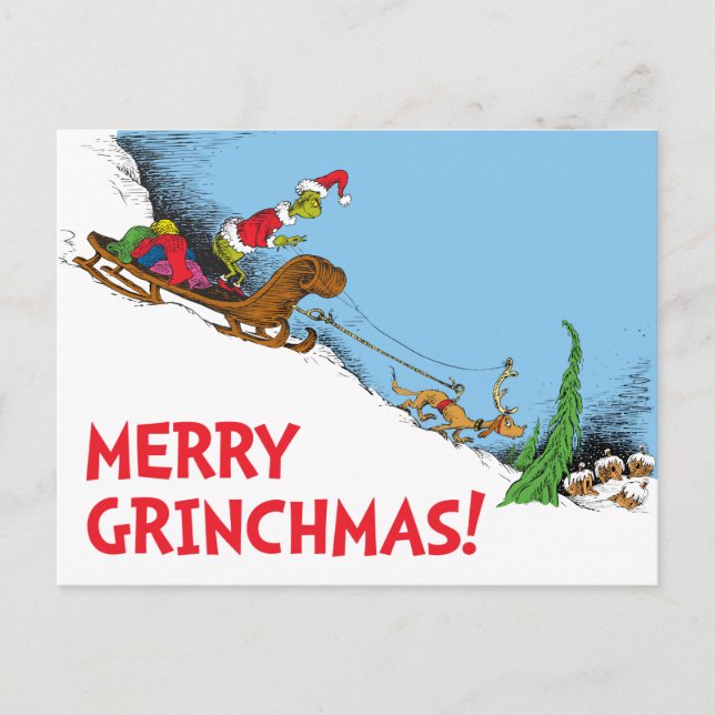 Classic Grinch | Grinch and Reindeer Max Holiday Postcard (Front)