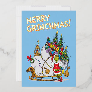 Classic Grinch Grinch & Max Runaway Slei Foil Holiday Card