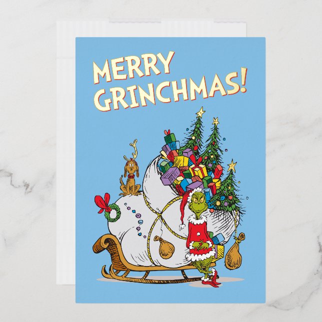 Classic Grinch | Grinch & Max Runaway Slei Foil Holiday Card (Envelope)