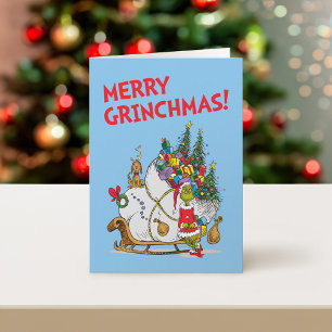 Classic Grinch   Grinch & Max with Sleigh Holiday Card
