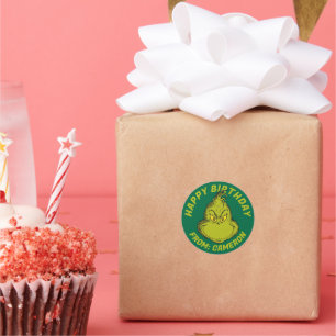 Classic Grinch Happy Birthday Round Sticker